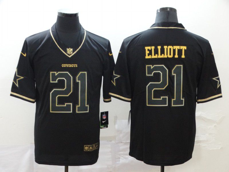 Men Dallas cowboys #21 Elliott Black Retro gold character Nike NFL Jerseys->seattle seahawks->NFL Jersey